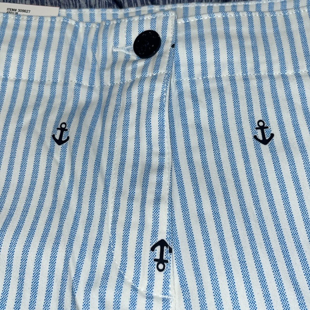 Nautica size 8, stretch 12 short blue and white striped with anchors away - Picture 6 of 10